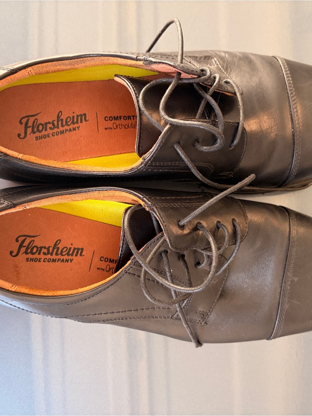 Florsheim Black Cap-Toe Leather Derby Shoes - Picture 3 of 4